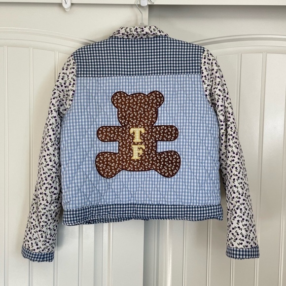 TEDDY FRESH Quilted Teddy Bear Jacket blue brown size medium - Picture 6 of 9